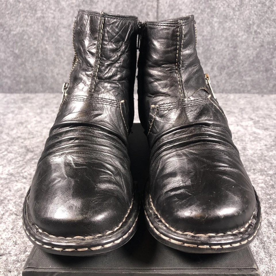 Earth Boots Mujer Talla 7 Negro Álamo Cuero Botines Cremallera Acanalado Comodidad Foto 4 de 4