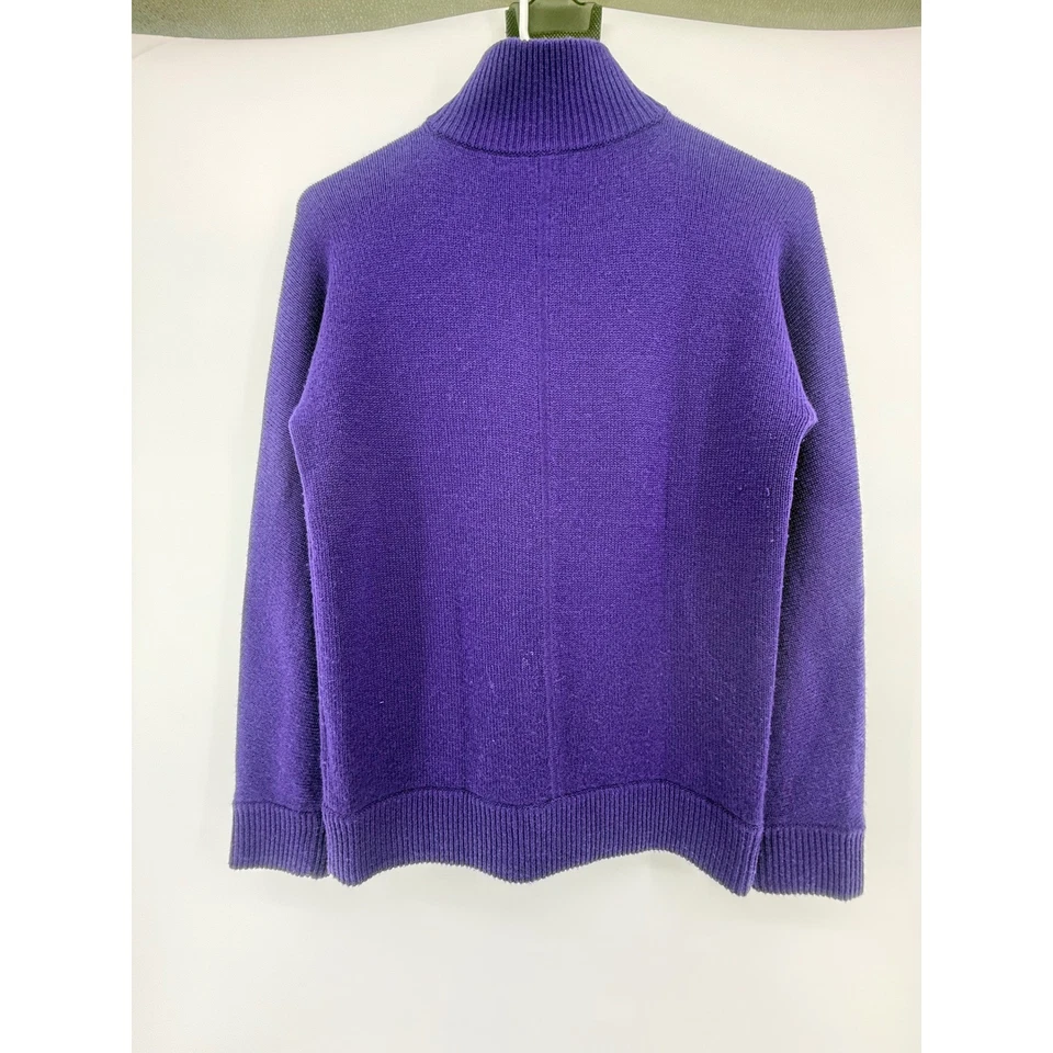 Suéter Polo Golf Ralph Lauren Para Mujer 1/4 Cremallera Púrpura Profundo 100% Cachemira Foto 3 de 4