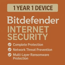 Bitdefender Internet Security 2026 - 1 Years For 1 Windows PC + Daily VPN