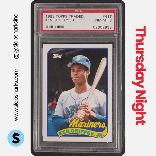 1989 TOPPS TRADED #41T KEN GRIFFEY, JR. RC ROOKIE PSA 8