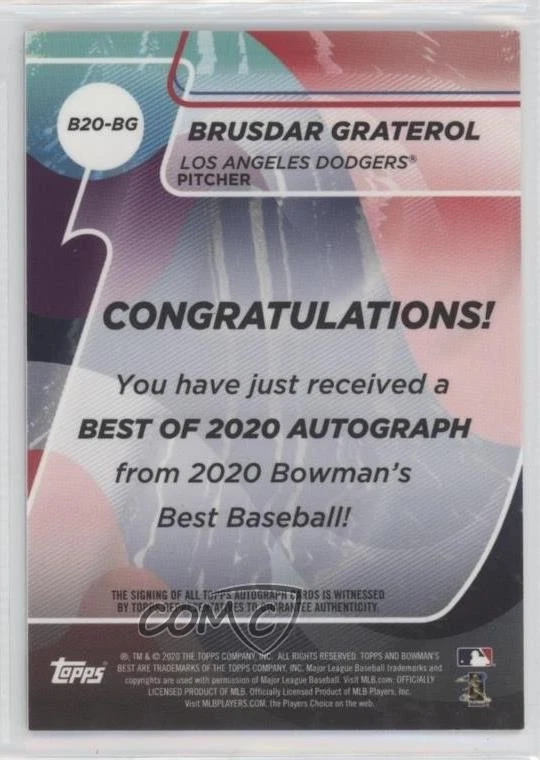 2020 Bowman's Best of Red Refractor /10 Brusdar Graterol #B20-BG Rookie Auto RC - Image 2 of 2