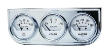 Autometer 2325 Autogage White Oilvoltwater Chrome Steel Console New
