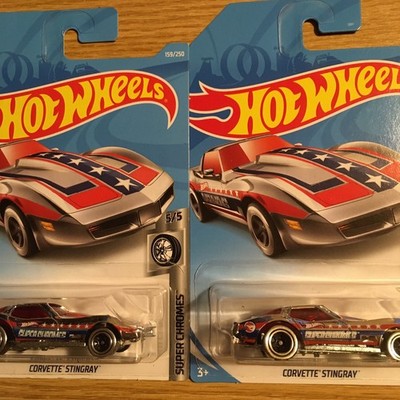 HOT WHEELS 2019 #159 SUPER CHROMES TREASURE HUNT TH CORVETTE STINGRAY Lot Of 2