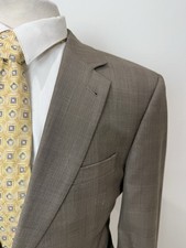 JOS A BANK Men s Dark Gold Glen Check Wool Silk Sport Coat Blazer Size 42 L
