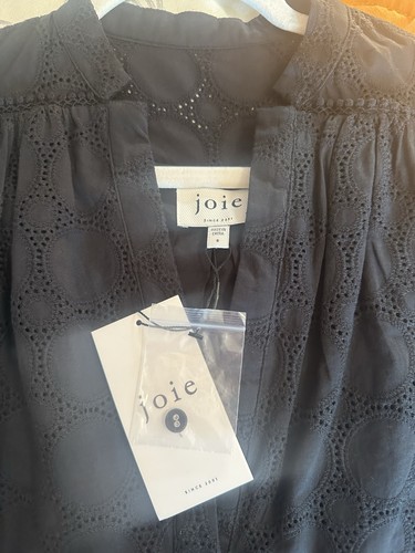 JOIE olivfarbenes Kleid Kaviar gekerbt V-Ausschnitt geknöpfte Manschetten Ösen. Schwarz Größe S - Bild 9 von 13