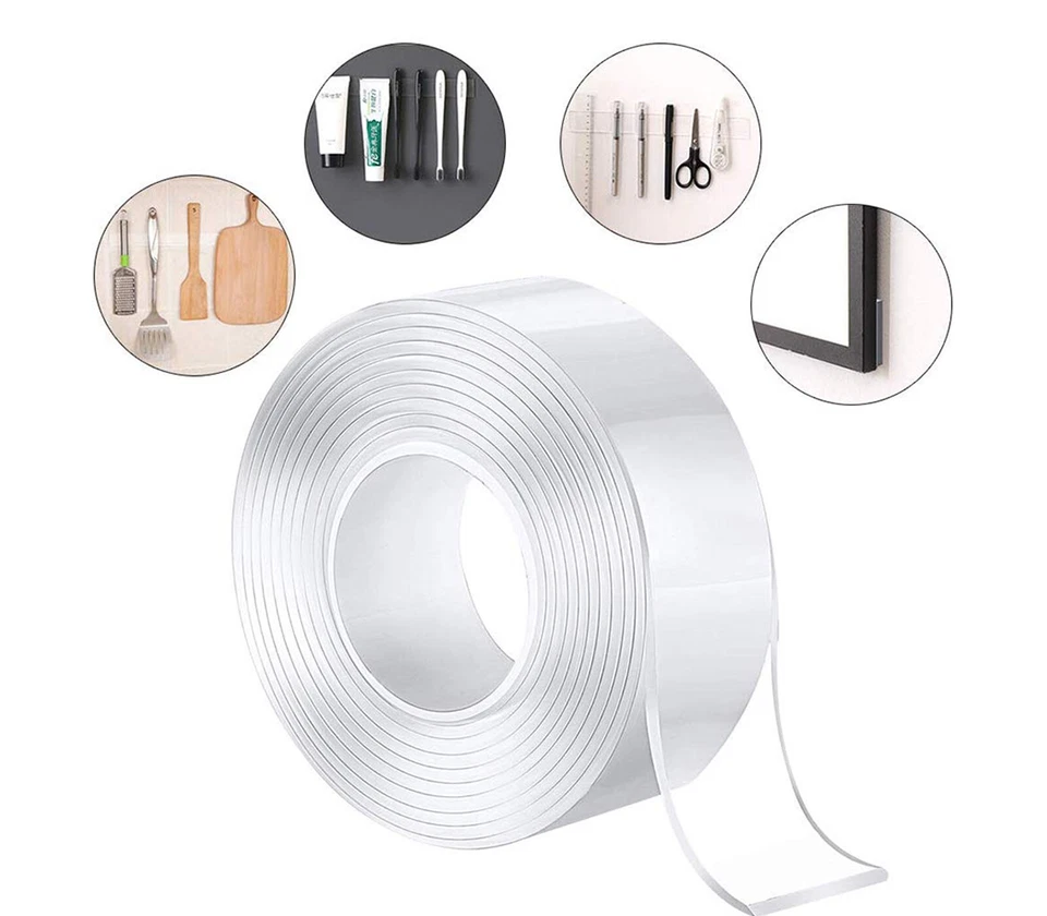 BES Nastro Biadesivo Extra Forte Trasparente Nano 2 M Riutilizzabile Multifunzione