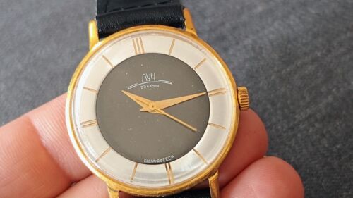LUCH USSR Vintage AU CCCР ultra slim watch Gold Plated Men's DressStyl