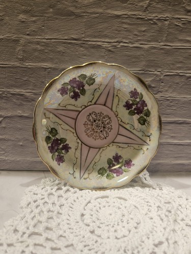 Beautiful Vintage Japan Iridescent Pink Floral Tea Cup and Saucer | Pedestal cup - Picture 4 of 8