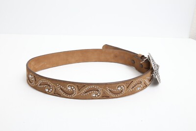 EUC - Justin Scroll Leather Belt Justin Western Scroll Tooled Belt – Nigro main image 4