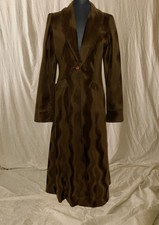 Brown Vintage Overcoat With Wavy Patterns, Biba,