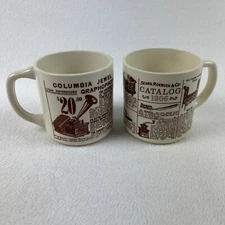 Vintage Sears Roebuck Catalog 1906 Ceramic Coffee Mug Set of 2 Cups