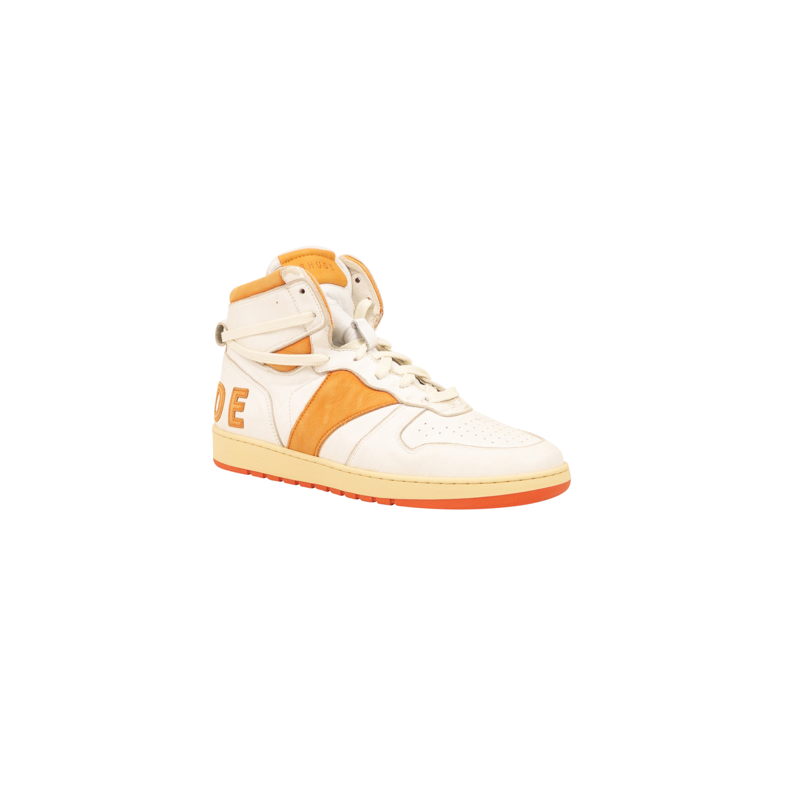 Кроссовки NIB RHUDE из белой и оранжевой кожи Rhecess Hi Top Размер 1043 505 76490₽