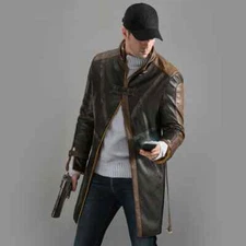 Watch Dogs The Vigilante Aiden Pearce Brown Jacket for Men –Cosplay Game Costume