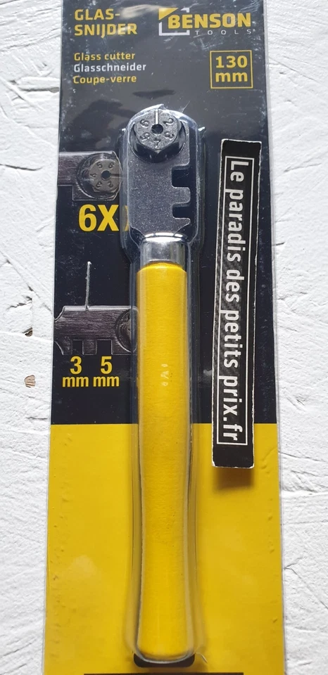 BENSON coupe verre, 6 lames de rechanges, coupe verre 1 à 4 mm, coupe verre 130 mm