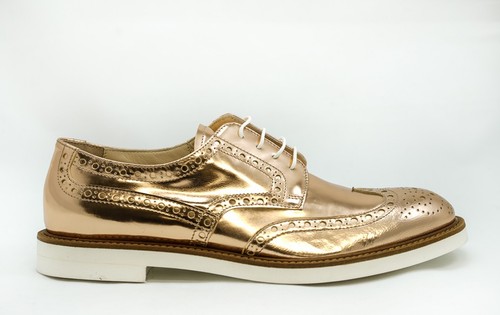 Rose Gold Leather Brogues 1703 