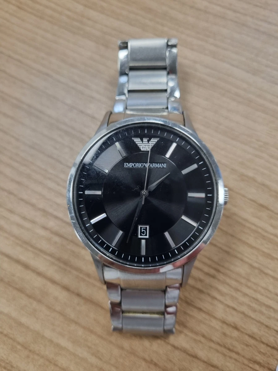 Used FAULTY Emporio Armani AR2457 Silver Steel Strap with Black