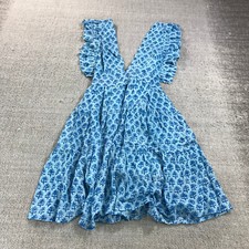 New Oliphant Dress Womens 2XS XXS Cross Back Mini 1210V Lined Floral Blue Navy