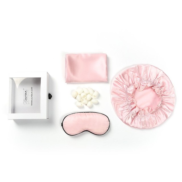 LILYSILK Silk Beauty Set(1 pillowcase,1 sleeping cap, 1 eye mask, silk