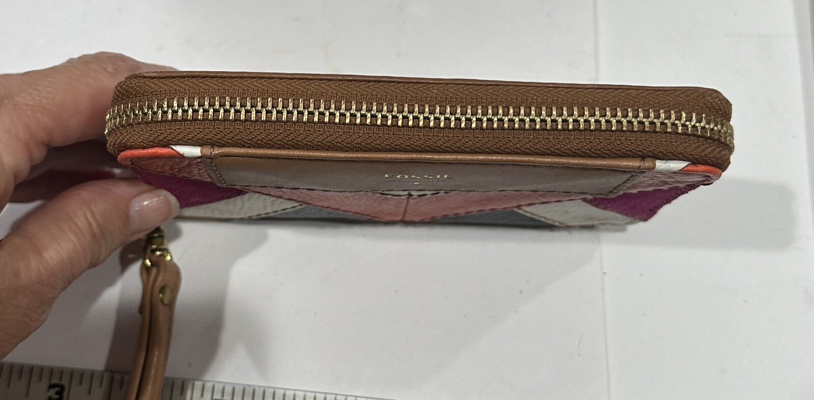 Fossil Amanda Patchwork Leather Zip Around Clutch… - image 3