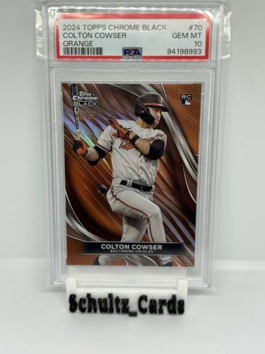 COLTON COWSER 2024 TOPPS CHROME BLACK ROOKIE ORANGE REFRACTOR RC /25 PSA 10 - 第 1/2 張圖片