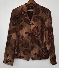 Vtg 1990s Requirements Jacket Womens Large Paisley Zip Front Top Career Y2K