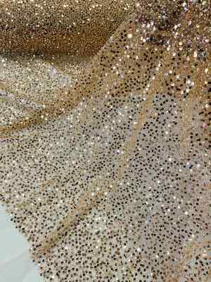 Beaded Sequins Pearl Fabric Rose Gold Embroidered Pearl Sequins