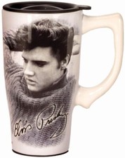 Elvis Presley Travel Mug Ceramic Locking Lid 16oz Quality Gift Idea - NIB