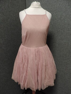 ASOS Embellished Strap Mini Tulle Dress Mink UK 10 RRP £55