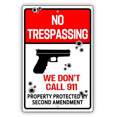 2er Pack Metallschild „No Trespassing“ – 20x30 Cm, Vorgebohrt, Wetterfest