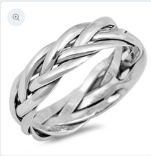 NEW 925 Sterling Silver Braided Ring 6mm Size 6