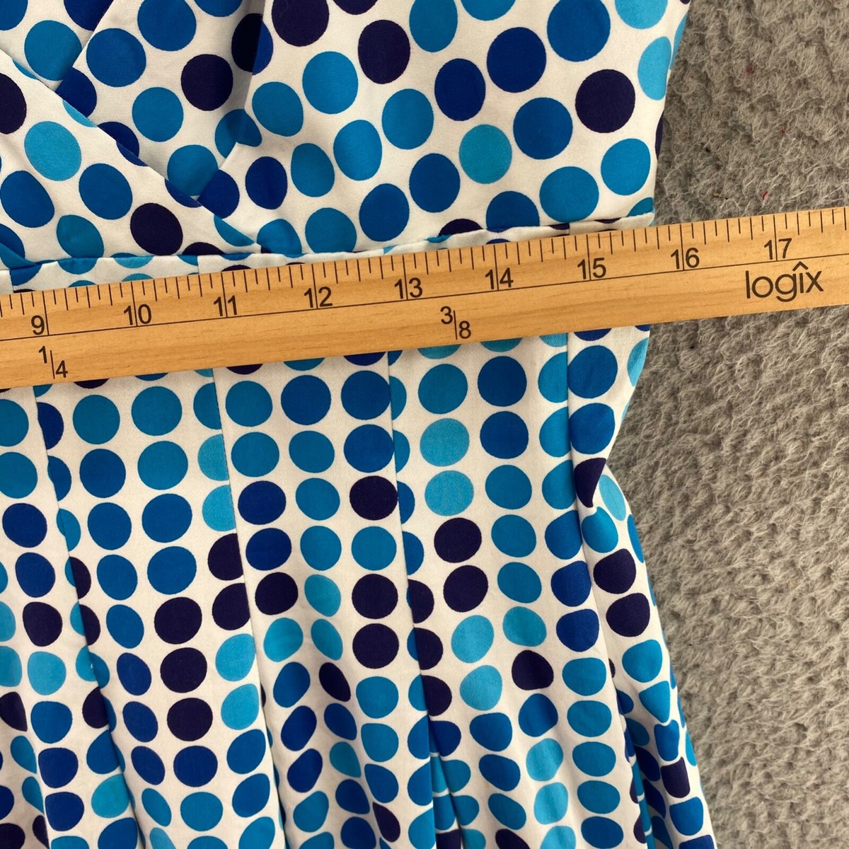 Calvin Klein Dress Womens 12 Blue Polka Dot Fit & Flare Empire Retro Sundress | eBay Calvin Klein Dress Womens 12 Blue Polka Dot Fit & Flare Empire Retro Sundress | eBay