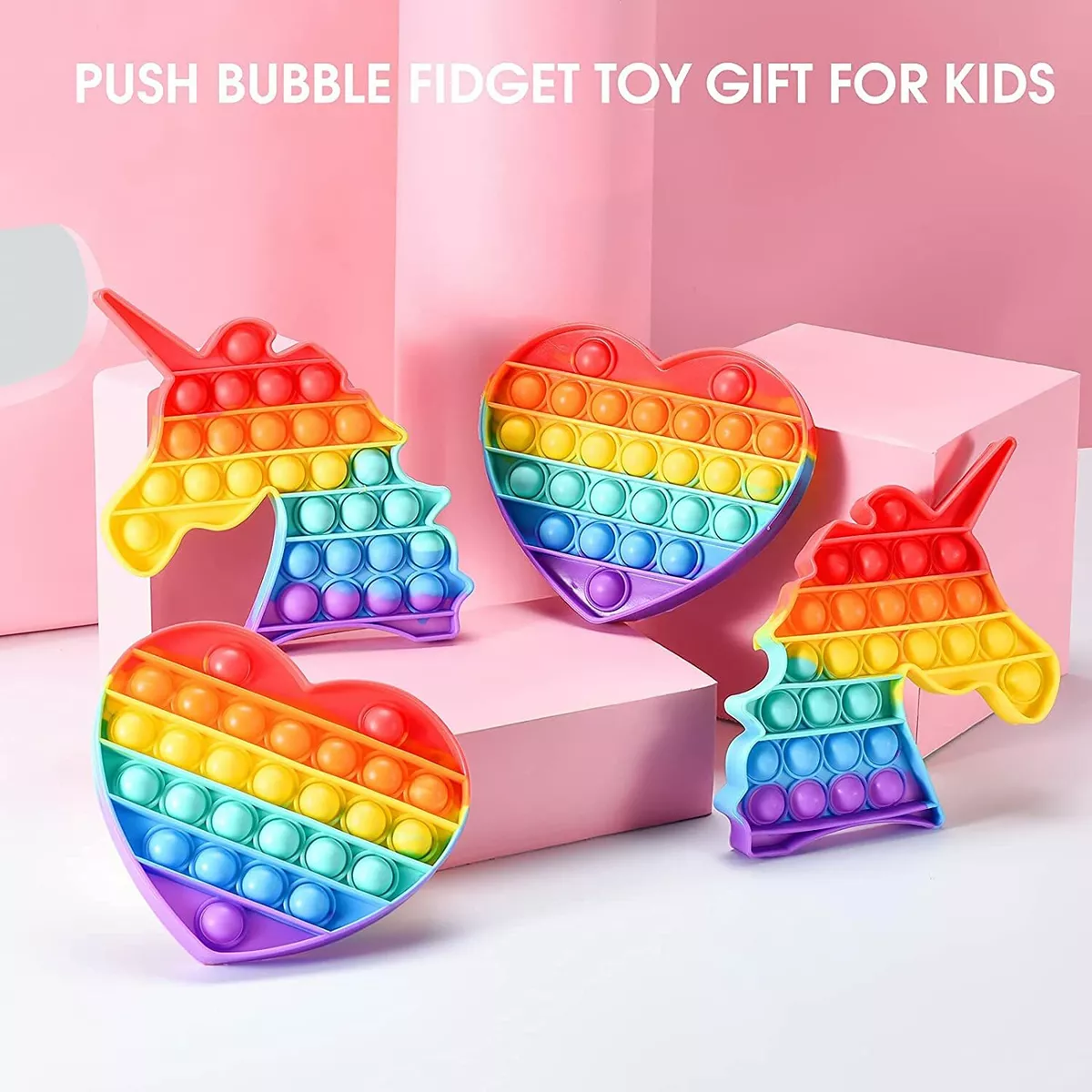 Popit Fidget Toy Push Bubble Sensory Stress Relief Kids Family Gift Game  Rainbow