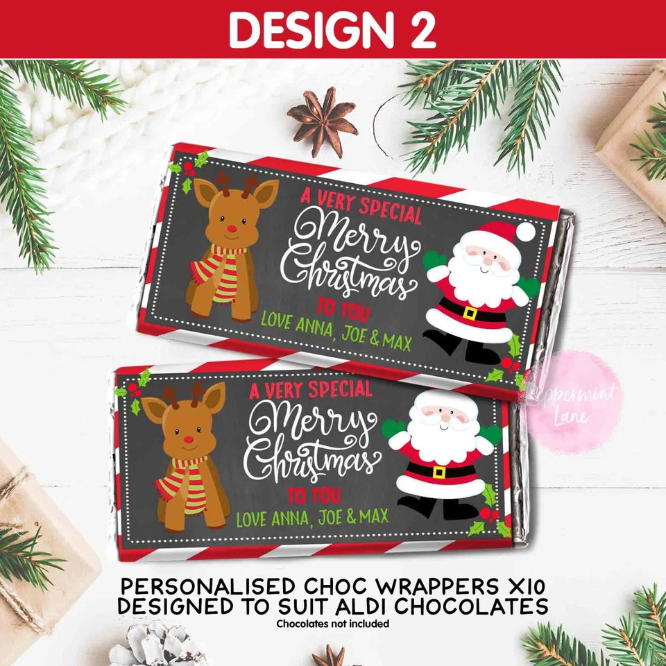 Embalagens de Natal impressas Choc chocolate Aldi festa professor presente x10 1 - Imagem 4 de 4