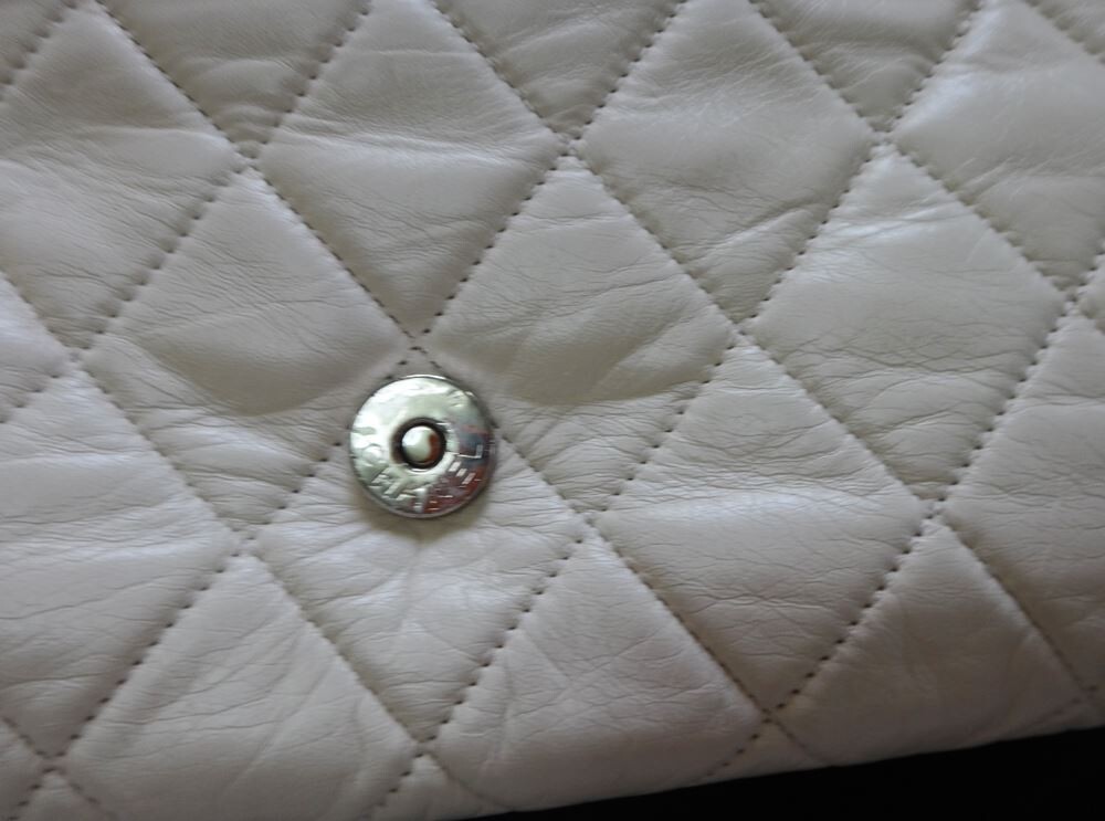 CHANEL Shoulder Bag W Flap Leather Ladies Off-White Silver Hardware image 7
