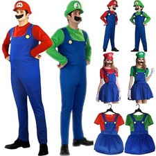 Adultos Niños Super Mario Luigi Carnaval Cosplay Disfraces Mono Trajes Set