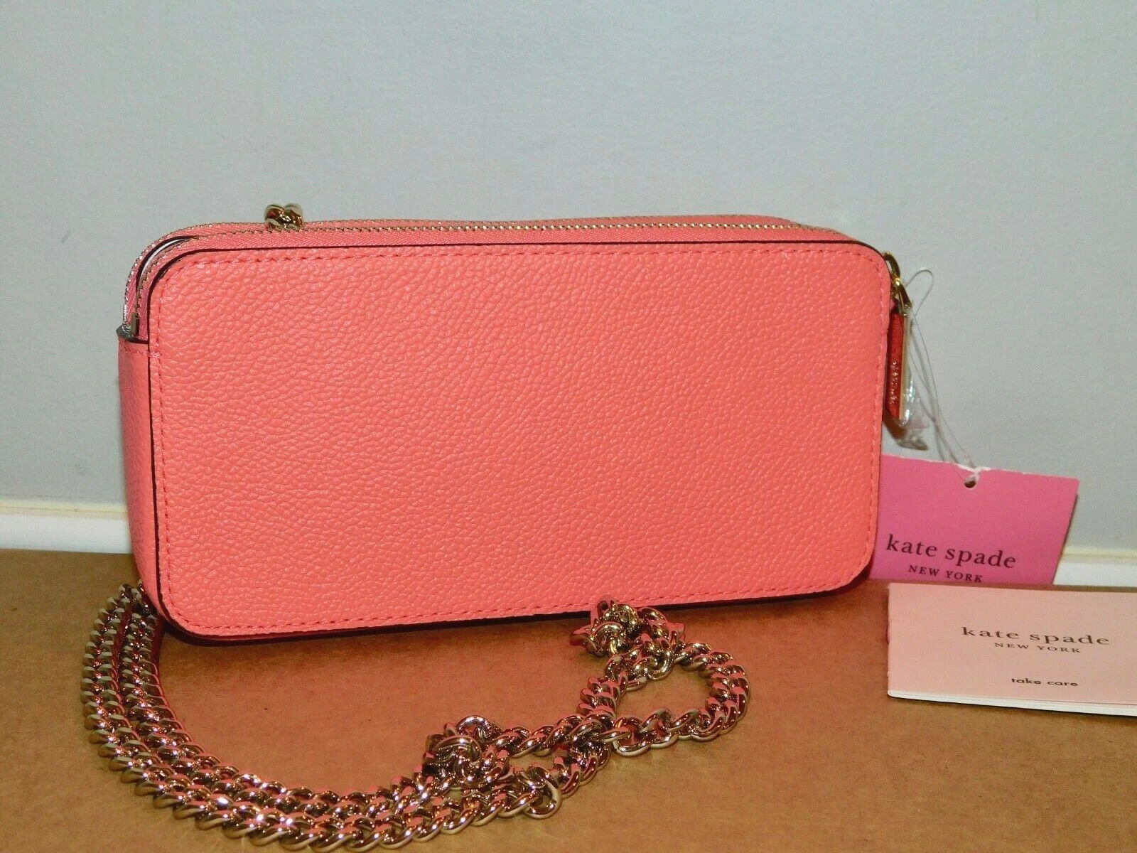 Borsa a mano Kate Spade Margaux doppia zip tracolla litchi organizer $148! NUOVO
