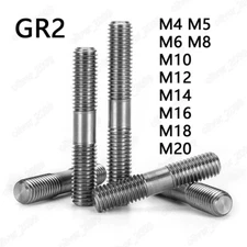 Titanium GR2 Double End Studs Rods Clamping Type M4/M5/M6/M8/M10/M12/M14/M16/M20