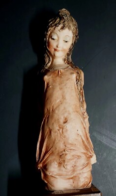 Sculpture of Adolescent Girl in Resin w/Wood Base, by Giussepi Armani, Signed