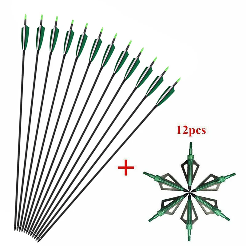 Archery Hunting 32" Carbon Arrows Quiver Broadheads True Feathers SP400 OD 7.5mm - Image 2 of 4