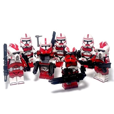Custom Coruscant Guard Lego Star Wars Clone Wars Minifigures Red Clone Troopers