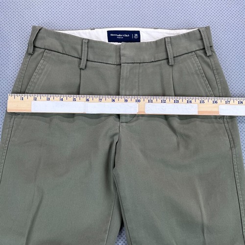 Pantalon Abercrombie Fitch homme 28 (réel 29x26) vert plissé conique stretch chino - Photo 14/15