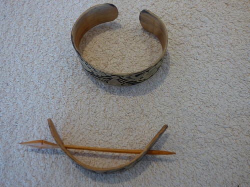 Armreif + Haarspange Bambus – Holz geschnitzt Rarität Tibet Nepal NEU - Bild 2 von 3