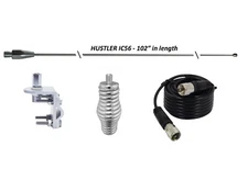 HUSTLER 102" WHIP CB Ham Antenna Stainless Steel, 18 ft COAX, SPRING & MOUNT