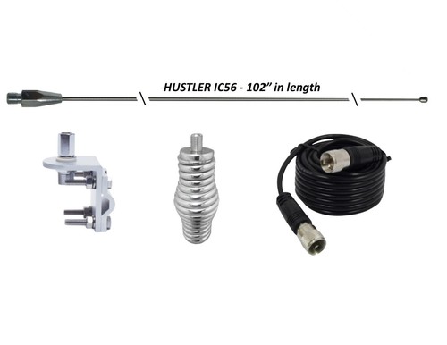 HUSTLER 102" WHIP CB Ham Antenna Stainless Steel, 18 ft COAX, SPRING & MOUNT