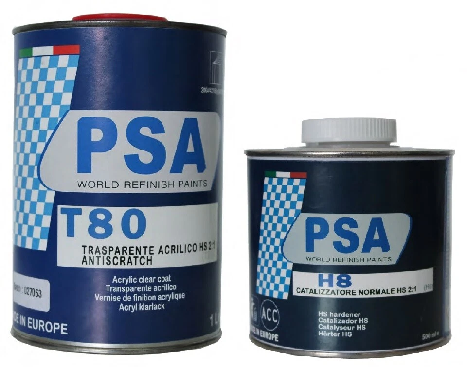 TRASPARENTE ACRILICO VERNICE AUTO PSA T80 ANTIGRAFFIO HS 2:1 CON CATALIZZATORE