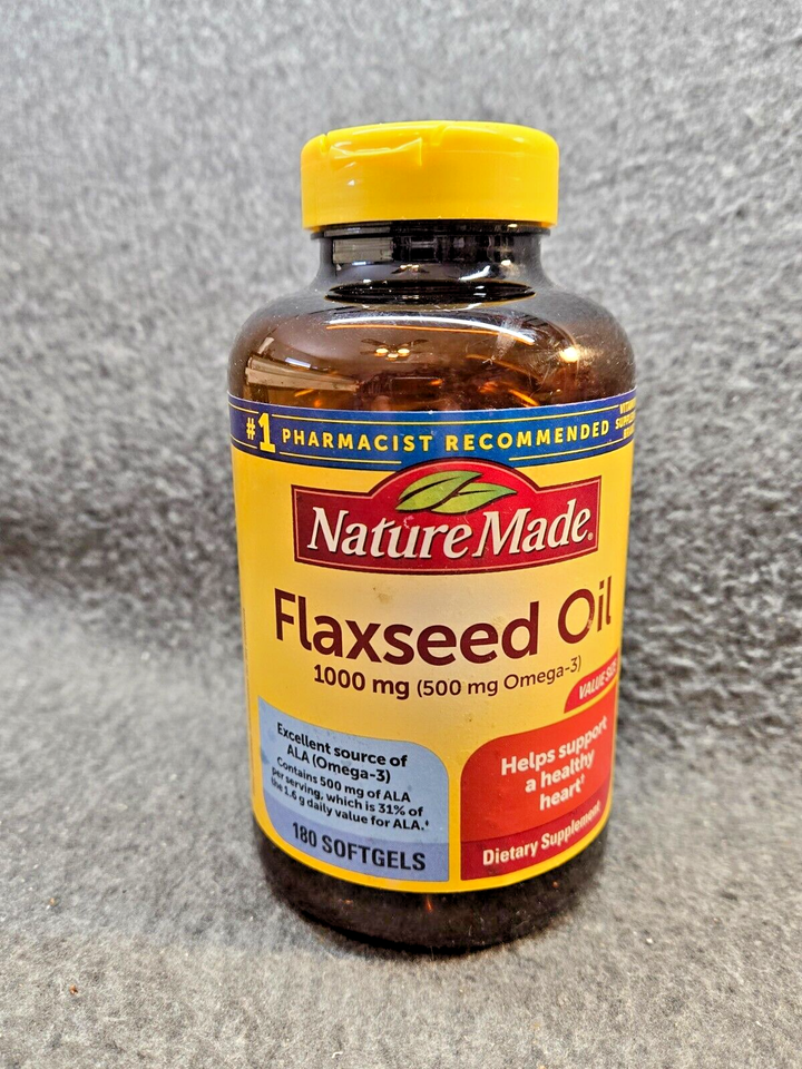 Nature Made Flaxseed Oil 1000 Mg500mg Omega 3 Heart Health 180 Soft