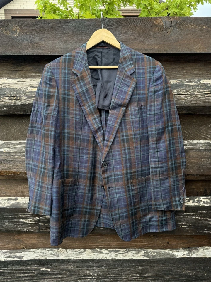 Chaqueta Blazer D’Avenza Roma 42 R Todo Lino Cuadros 2 Botones Foto 2 de 4