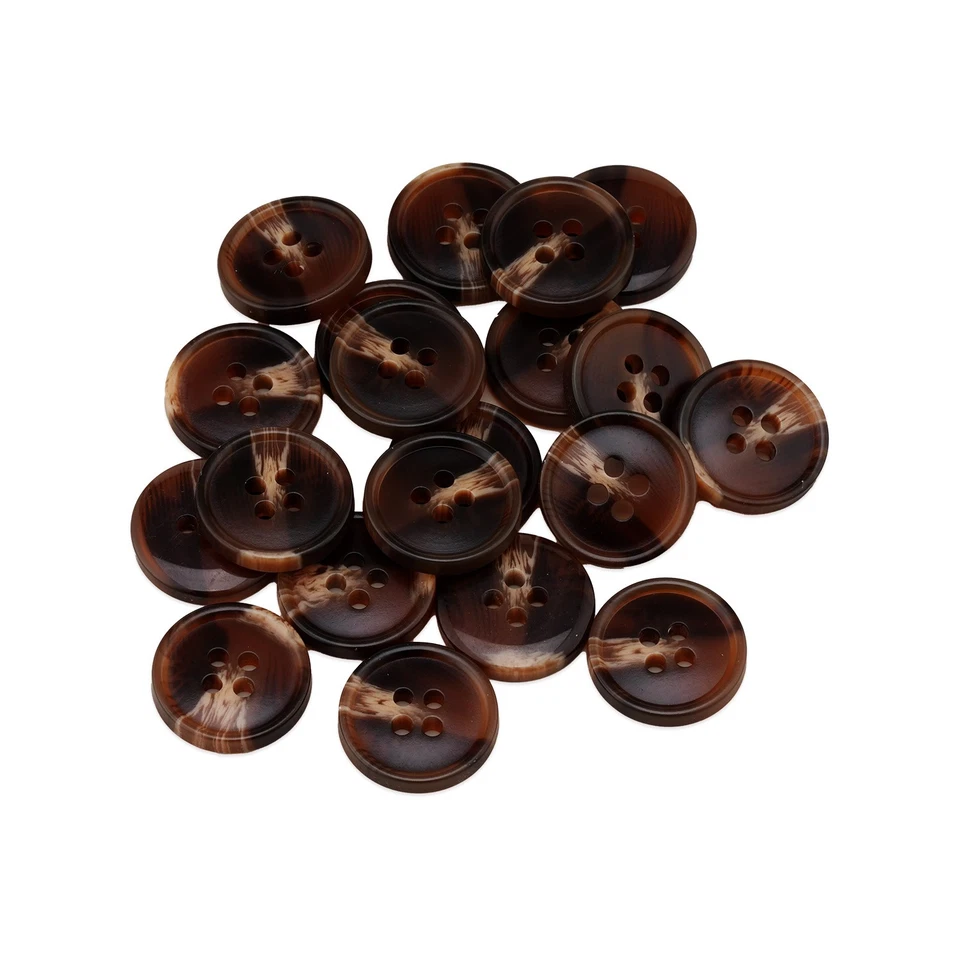 20Pcs Brown Tortoiseshell Resin Buttons, 4-Hole, for Clothing & Crafts 15-25mm - Image 3 of 4