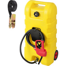 57L Portable Fuel Caddy with 10FT Hose and Wheels LE Pumps for Petrol Diesel Car