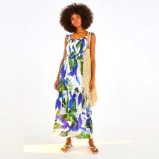 Farm Rio Blue Wind Maxi Dress Green Size Small